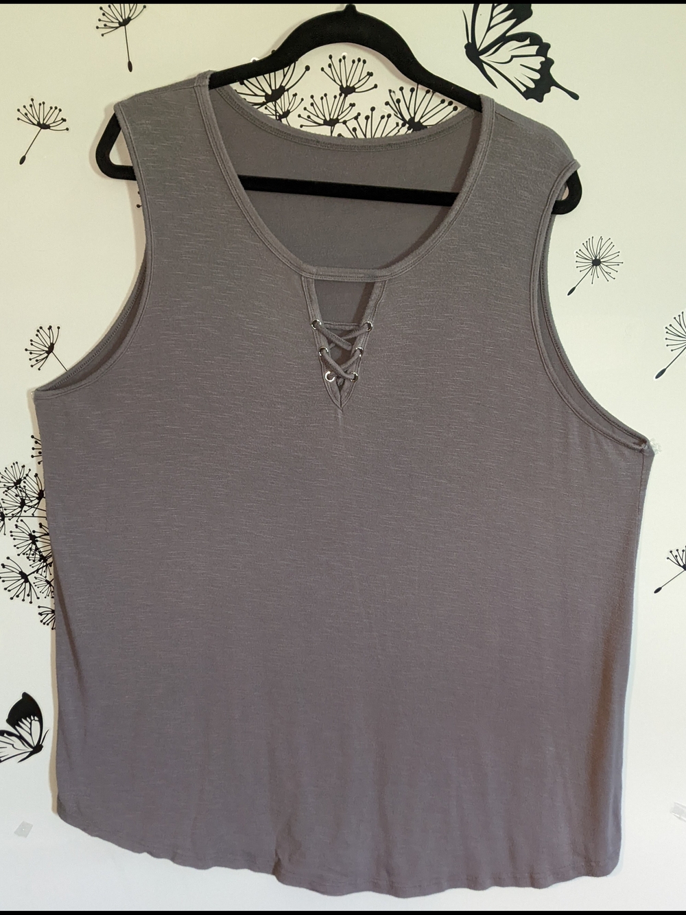 Women’s Gray Lace-Up Sleeveless Top
